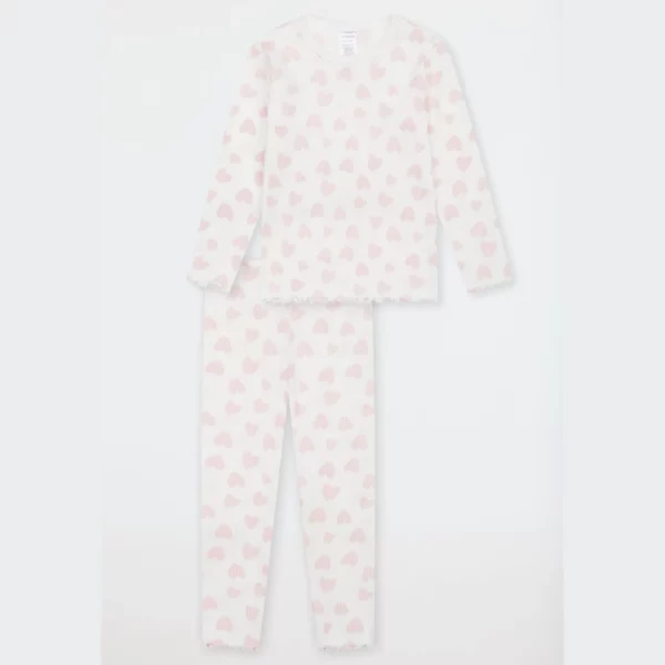 Schlafanzug lang Doppelripp Herzchen Kids Nightwear - Image 2