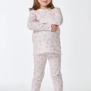Schlafanzug lang Doppelripp Herzchen Kids Nightwear